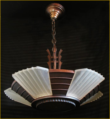 Title: Antique Lighting Montreal - Description: Five light slip shade chandelier from Harris House Antique Lighting gone to Montreal Quebec Canada