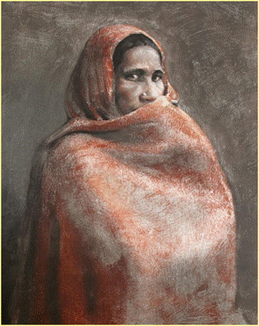 Title: The Labour Market-Portrait by Michael Hames - Description: Retouched monotype of an Indian Woman by Canadian Portrait Artist Michael Hames