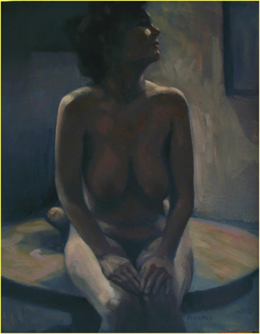 Title: Annapolis Royal Artists - Michael Hames - Description: Portrait of Jane by Canadian figurative artist Michael Hames, oil on canvas, Jane in Chemainus.