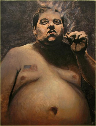 Title: Annapolis Royal Artists - Michael Hames - Description: Ponderous Gluttony, monotype on paper by Michael Hames