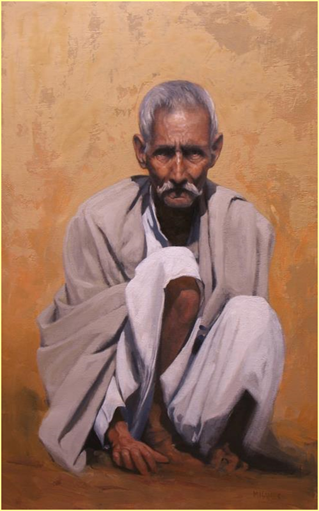 Title: Freedom Fighter by Michael Hames - Description: Oil on Paper portrait of an Indian Freedom Fighter by Michael Hames, Canadian painter