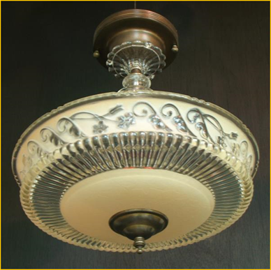 Title: Antique Lighting Florida - Description: Glass center post 1930s ceiling light from Harris House Antique Lighting shipped to Florida USA